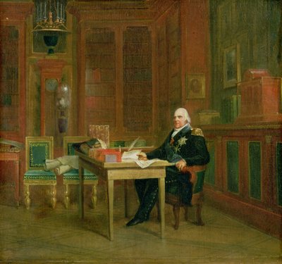 Ludwig XVIII. in seinem Arbeitszimmer in den Tuilerien von Baron François Pascal Simon Gérard